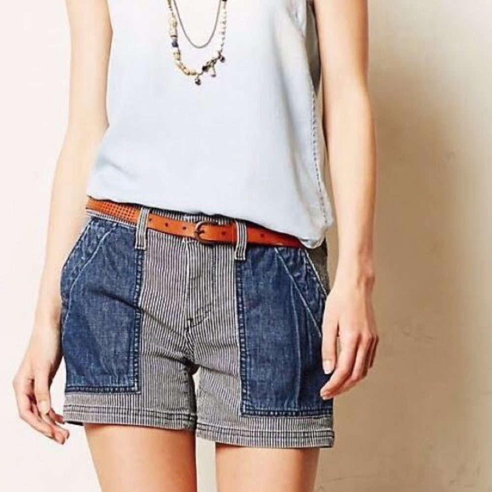 Anthropologie Pilcro Railroad Denim Shorts 30